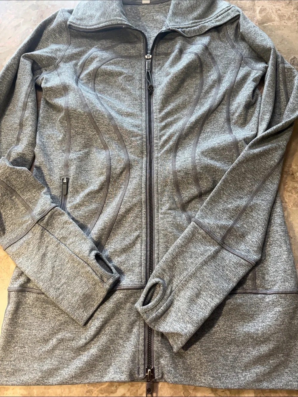 Lululemon In Stride Jacket Gray Heather Slate Gray Slate Full Zip